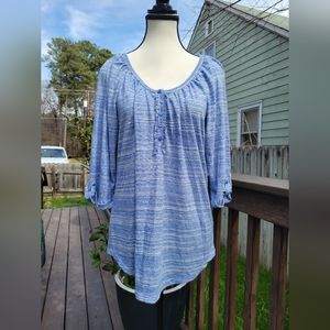 XL a.n.a Top, 3/4 sleeves, blue EUC